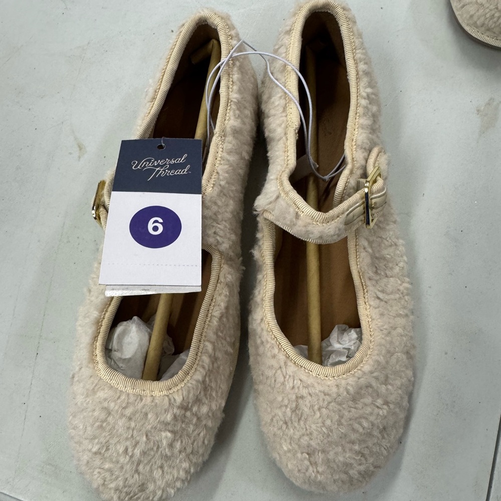 Women's Halston Shearling Mary Jane Ballet Flats with Memory Foam Insole -